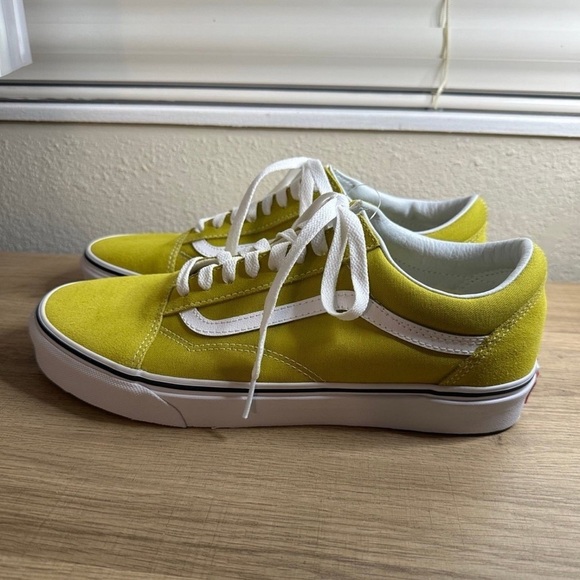 Vans Old Skool Shoes Lime Green Suede Canvas Low Top Skate Sneakers - Picture 1 of 6